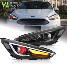 VLAND Pair LED Headlights For Ford Focus 2015-18 Demon Eyes Sequential Assembly