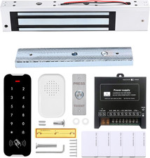 Door Access Control Kit, RFID Keypad, 600LB Magnetic Lock Set, Exit Button, Door