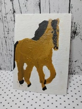 GAT ACEO ATC Horse Original Painting Abstract Impressionist Signed 3.5X2.5