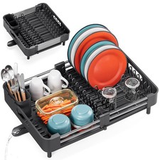 Dish Drying Rack, Expandable Dish Rack for Kitchen Counter, Anti-Rust Dish Dr...