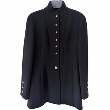 CHANEL BOUTIQUE 93A Long Military Wool Blazer Jacket| FR 36