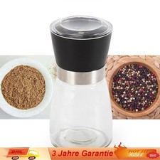 6 Stück Salzmühle Pfeffermühle Gewürzmühle Keramikmahlwerk Glas Set Schwarz DHL