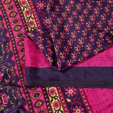 Sanskriti Vintage Sarees Purple  Pink Floral Printed 5 Yd Moss Crepe Soft Sari