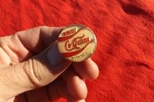 OLD Enjoy Cocaine Parody Enamel Lapel Pinback 'It's The Real Thing' Novelty Coke
