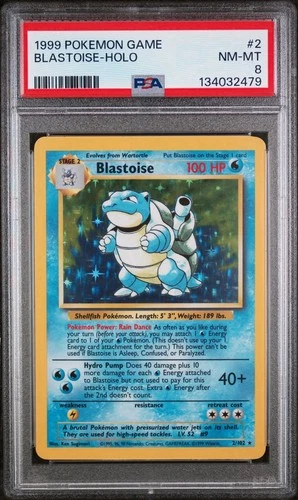 Blastoise 2/102 Base Set 1999 Holo PSA 8 (Fresh From PSA)