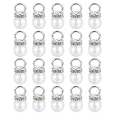 Pearl Charm, 100pcs 8mm Pendants Faux Pearl Beads Charm Silver 