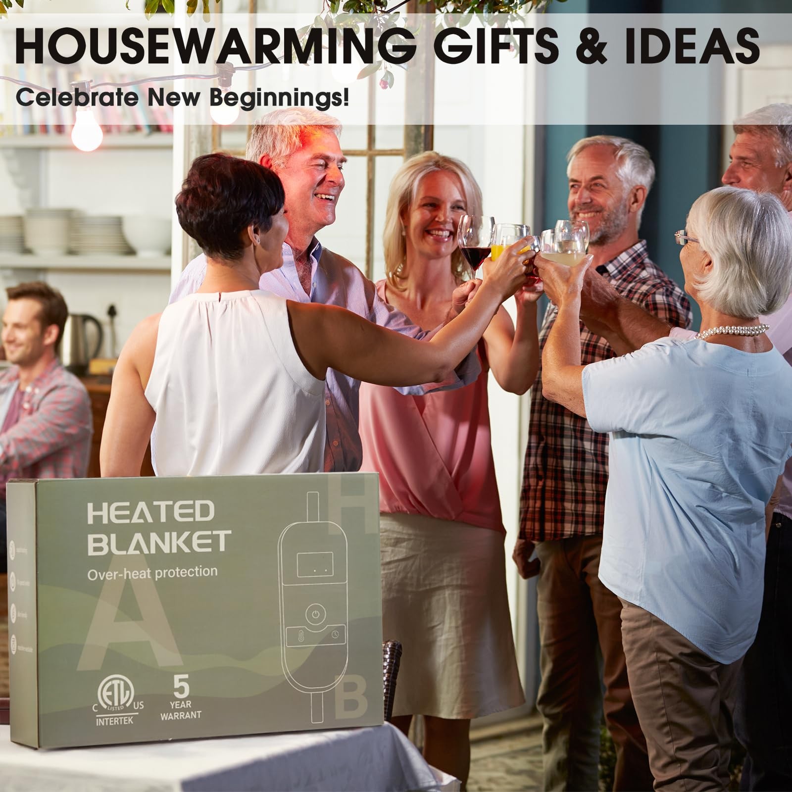 Black Heated Blanket Electric Throw, 50X60 Heating Throw with 10 Heats Levels...