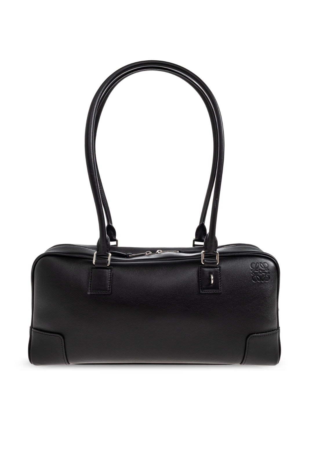 LOEWE Amazona 31 $4400 Black Shiny Leather Top Handle Bag New & Authentic
