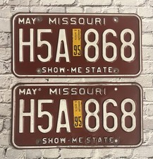 1995 Missouri Automobile License Plate Matched Pair / Set H5A 868