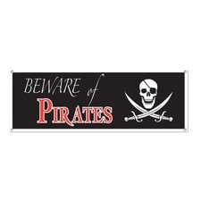 Beistle Beware Of Pirates Sign Banner - Pirate  Party Supply  Decoration