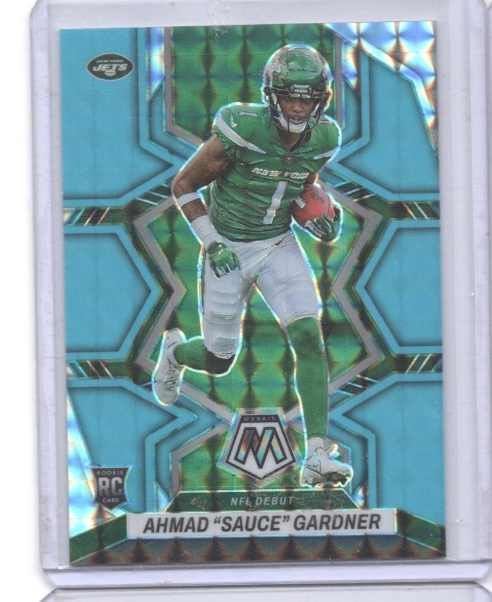 Ahmad Sauce Gardner 2022 Panini Mosaic RC Blue Fluorescent Prizm Debut #12/15