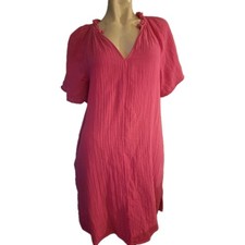 Gauze Crinkle Mini Swing Dress Old Navy Med Pink W/ Pockets Beachy Lounge wear
