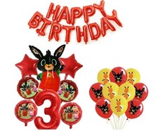 Bing Bunny 3rd Birthday Party Balloons Kids Decoration Age 3 Balloon Girls Boys