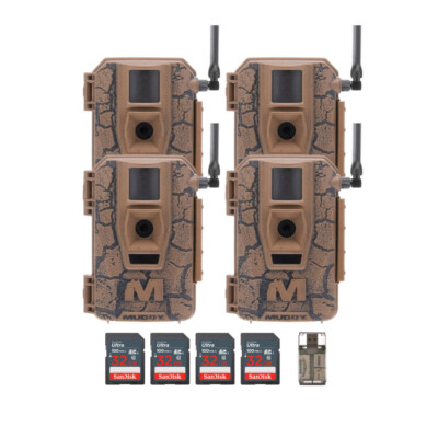 Muddy Mitigator Cellular 24MP Imaging Trail Camera 4 Pack Bundle