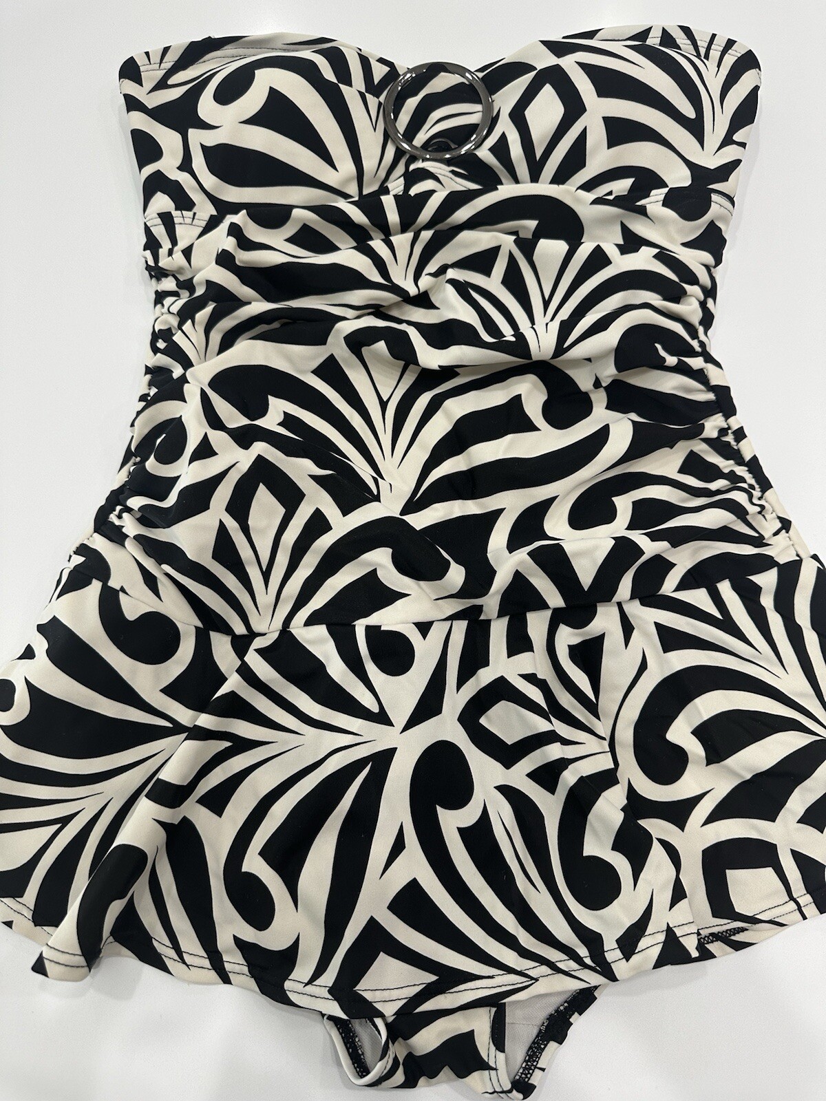 Strapless Slimming One Piece Swim Dress with Skirt Bikini Bay-image