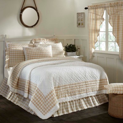 Annie Buffalo Modern Farmhouse Tan White Check Cotton Queen Quilt
