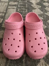 Simply Southern Slip On W Strap Pink Clog Shoes Size 7 EUC