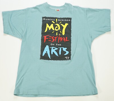 Rare Vintage Eureka Springs May Festival of the Arts 1997 T Shirt 90s Blue SZ L
