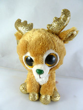 Ty Beanie Boos GLITZY Brown Reindeer Gold Glitter Eyes Antlers 2018 7"