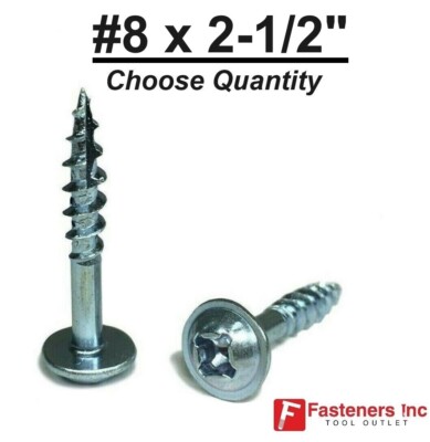 Kreg #8 X 2-1/2'' Zinc Coarse Thread Pocket Hole Screws Phil / Square (Pick Qty)