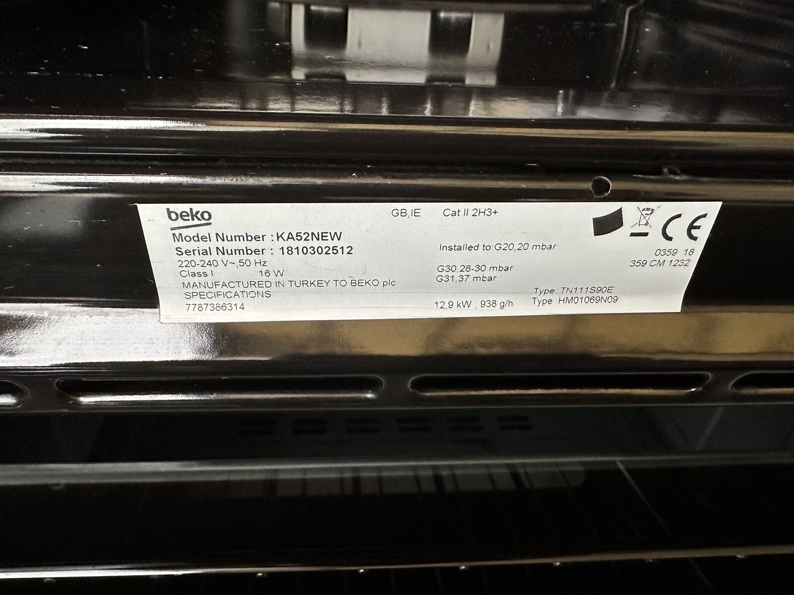 Gas cooker , high level grill , beko , white model Ka52new glass door very clean eBay