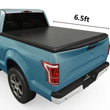 6.5FT 4-FOLD Soft Bed Tonneau Cover For 2015-2025 F150 F-150 Truck Waterproof