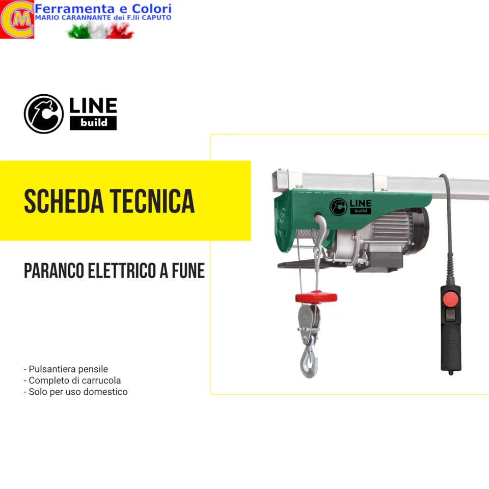 Paranco Elettrico a Fune Elevatore Montacarichi 200-400Kg Supporto a Bandiera - Immagine 3 di 3