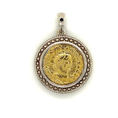 Vintage Sterling Signed 925 TJC GP D'joy Gold Tone Medieval Coin Charm Pendant