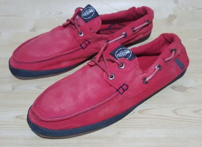Viva La Grenade Distressed Red Canvas Boat Shoes Mens Size 10
