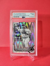2022 Bowman Draft Chrome Leonardo Balcazar BLACK WHITE WAVE #BDC-91 Reds PSA 9