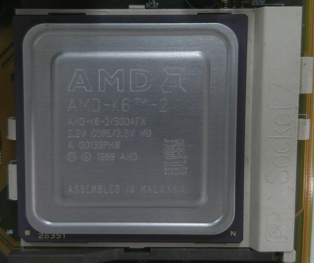 JETWAY J530BF MB W/ AMD-K6-2/500AFX CPU, HEATSINK, FAN & 256MB