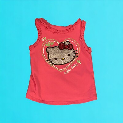 HELLO KITTY Hot Pink & Silver SPARKLY TANK TOP SIZE 4T Girls