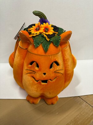 katherine's Collection Halloween Jacks & Cat Jackie Kitty Pumpkin candy holder