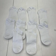 Unisex Adults White 10 Pack Ankle Socks Size OS