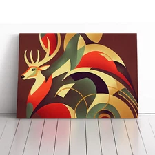 Stag Deer Art Deco Abstract Canvas Wall Art Print Framed Picture Home Decor