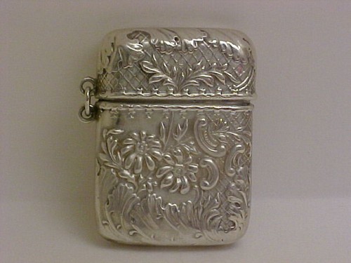 CIRCA 1890 R. WALLACE & SON STERLING SILVER MATCH SAFE, INNER GILT GOLD STUNNING