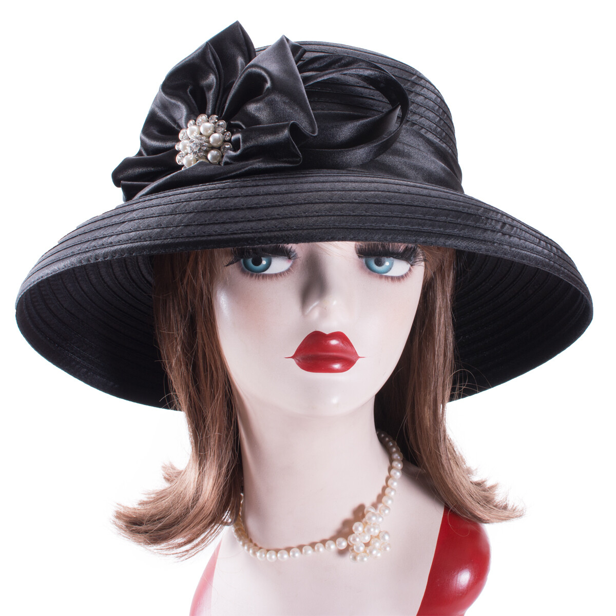 Women\'s designer couture satin ribbon hat church Kentucky derby tea party Wimdream Women Church Hats Derby Wedding Dress Satin Ribbon  main image 2