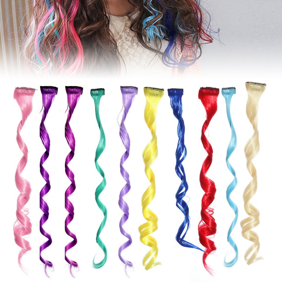 24 Pcs Fake Hair Extensions Clip Holiday Events Hairpieces Fashion eBay