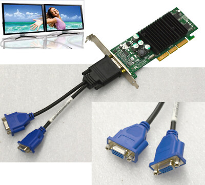 DUAL HEAD AGP 4/8 VGA GRAFIKKARTE GRAPHIC CARD NVIDIA FX5200 DELL p/n OG0170 G38