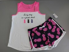 NWT Justice Girls Outfit Pineapple Tank Top/ Shorts Size 12 14