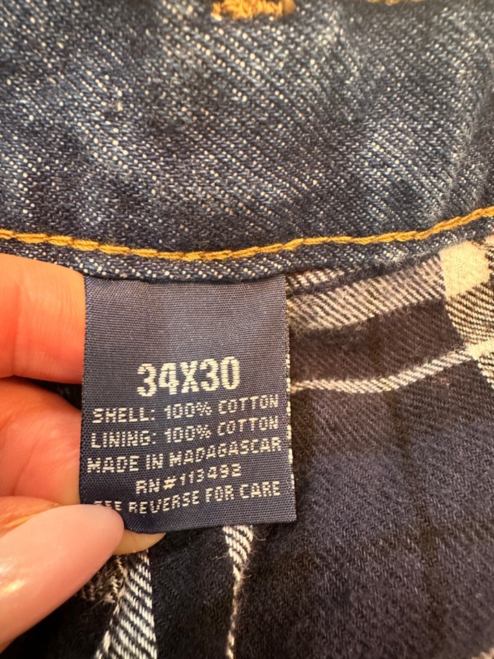 RK Brand Flannel Lined Jeans Blue Denim Straight Leg Cotton Men's Size