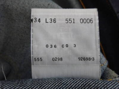 LEVI'S 551ZXX 551Z-0006 W34 L36 Valencia factory made 1960s LEVI'S 551ZXX 551Z-0006 W34 L36 Valencia factory made 1960s