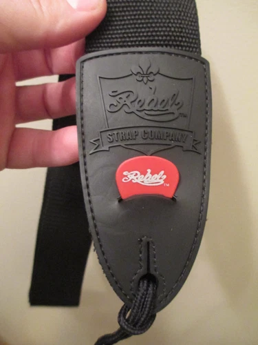 REBEL NYLON GUITAR / BASS STRAP - REAL LEATHER WITH PICK HOLDERS