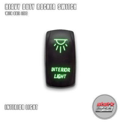 GREEN Laser Etched LED Rocker Switch Dual Light 20A 12V ON OFF ...