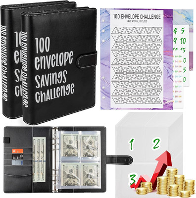 100 Envelopes Money Saving Challenge Binder,  A5 Money Saving Challenges Book, S