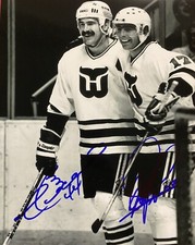 Dave & Wayne Babych Signed 8x10 Photo!! Hartford Whalers! Brothers!  W/COA