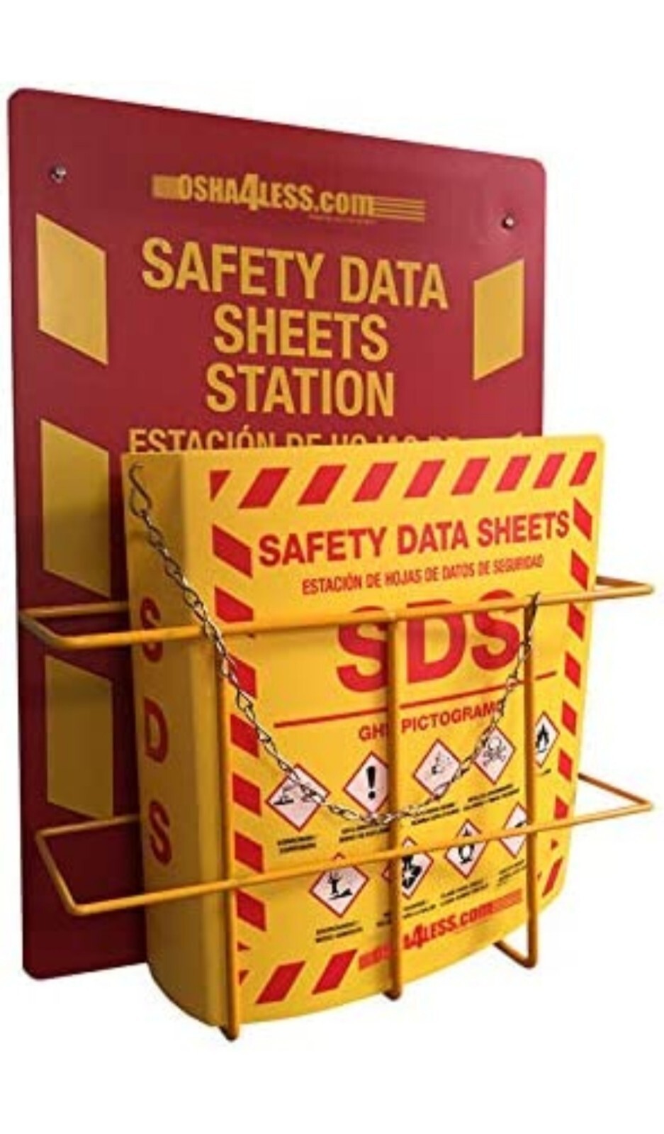 Bilingual Right To Know Sds Center Wire Rack And 3" Binder With Ghs Pictograms