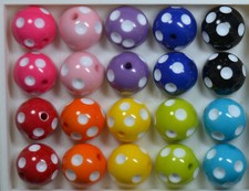 20mm Mixed Color Polka Dot Acrylic Chunky Bubblegum Beads 20 pc lot