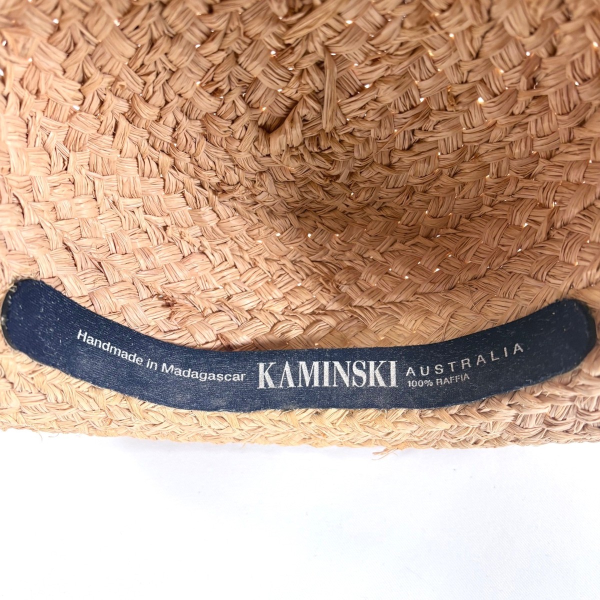 Kaminski Australia Raffia Sun Hat Natural Tan Wide Brim 
