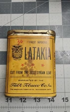 Tobacco Tin Vertical Pocket Latakia Falk Tobacco Co Paper Label